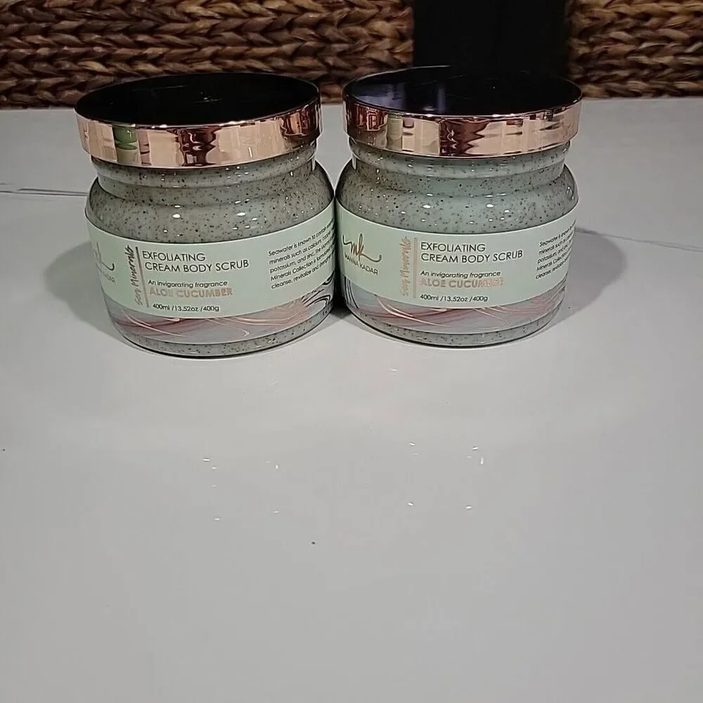 Manna Kadar Sea Minerals Exfoliating Cream Body Scrub Aloe Cucumber 2 Jars HB6
